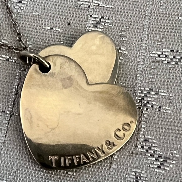 Tiffany Silver 925 Double Heart Tag Pendant Necklace